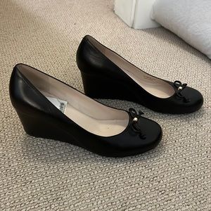 Cole Han black heel wedges